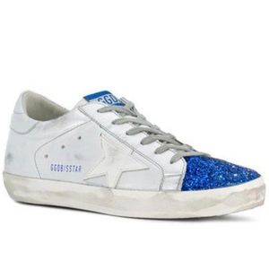 RARE NWOT GGDB Superstar Silver Blue Glitter 38/39